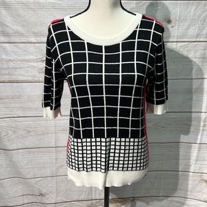 Worthington Black, White & Pink sweater - medium